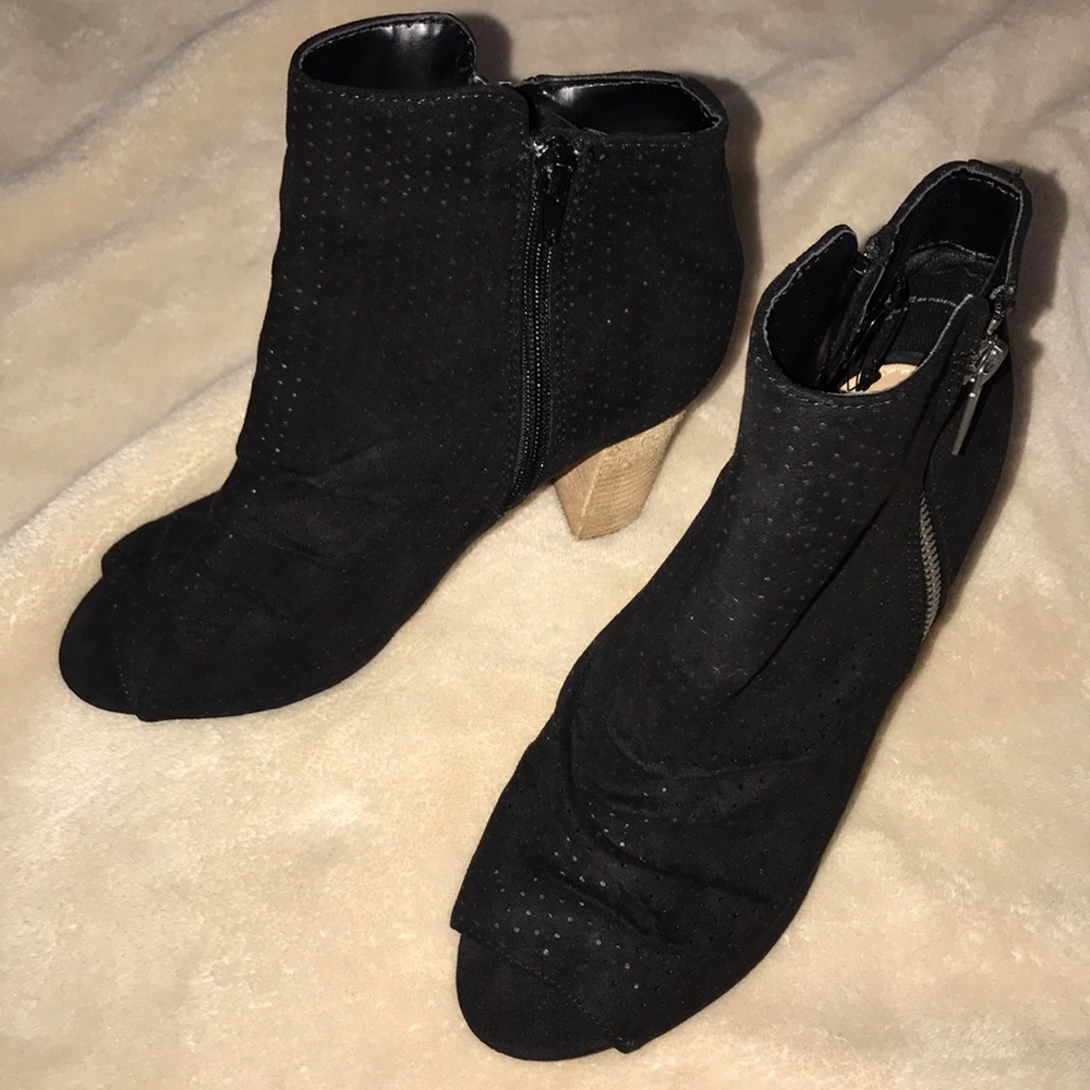 EXPRESS Perforated Peep-Toe Bootie